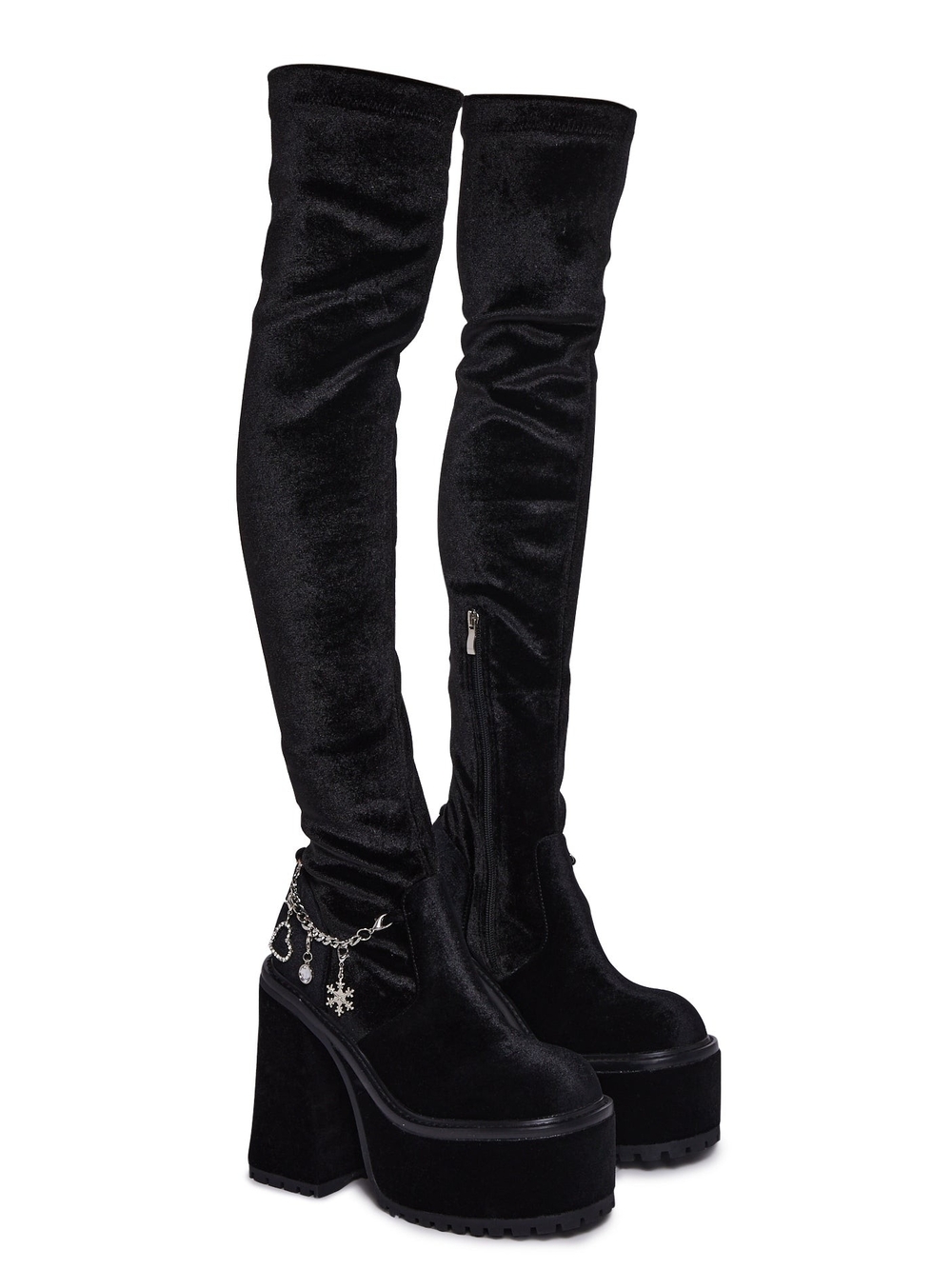 Sugar Thrillz Sweet Intimacy Thigh High Boots Black Size 7